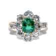 Engagement rings - Diamond and Emerald Pompadour Ring