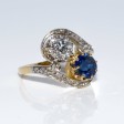 Antique jewelry - Diamond and Sapphire Toi et Moi Ring