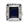 Antique jewelry - Art Deco Diamonds and Sapphire Cluster Ring