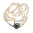 Antique jewelry - Double Strand Pearl and Diamond Necklace