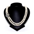 Antique jewelry - Double Strand Pearl and Diamond Necklace