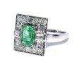 Antique jewelry - Art Deco Emerald and Diamond Ring 