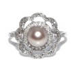Antique jewelry - Flower Diamond and Natural Pearl Ring