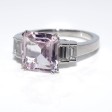 Engagement rings - Pink Sapphire and Baguette Diamond Ring 