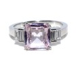 Engagement rings - Pink Sapphire and Baguette Diamond Ring 
