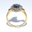 Engagement rings - Diamond and Green Sapphire Pompadour Ring