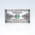 Antique jewelry - Art Deco Diamond and Emerald Brooch
