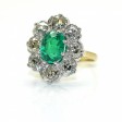 Antique jewelry - Pompadour Colombian Emerald and Diamonds Ring