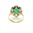 Antique jewelry - Pompadour Colombian Emerald and Diamonds Ring